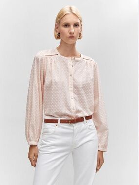 Mango Plumeti Cotton Blouse